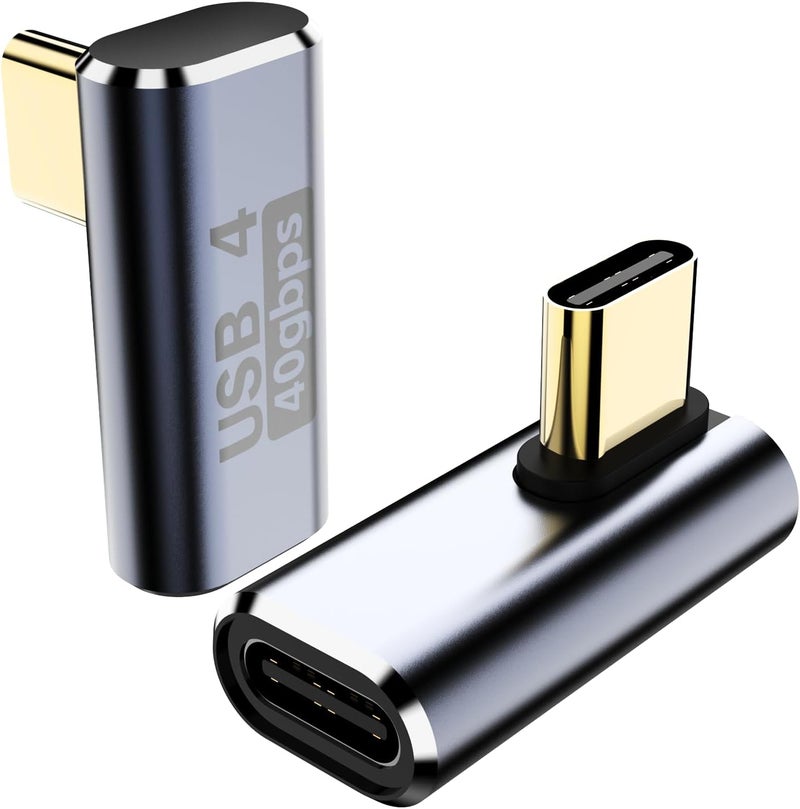 BERLAT 90 Degree USB C Adapter, Right Angle USB C 240W Male to Female Adapter Extender for Steam Deck, ROG Ally, MacBook, Tablet, Phone and More - 2Pack - Image 1